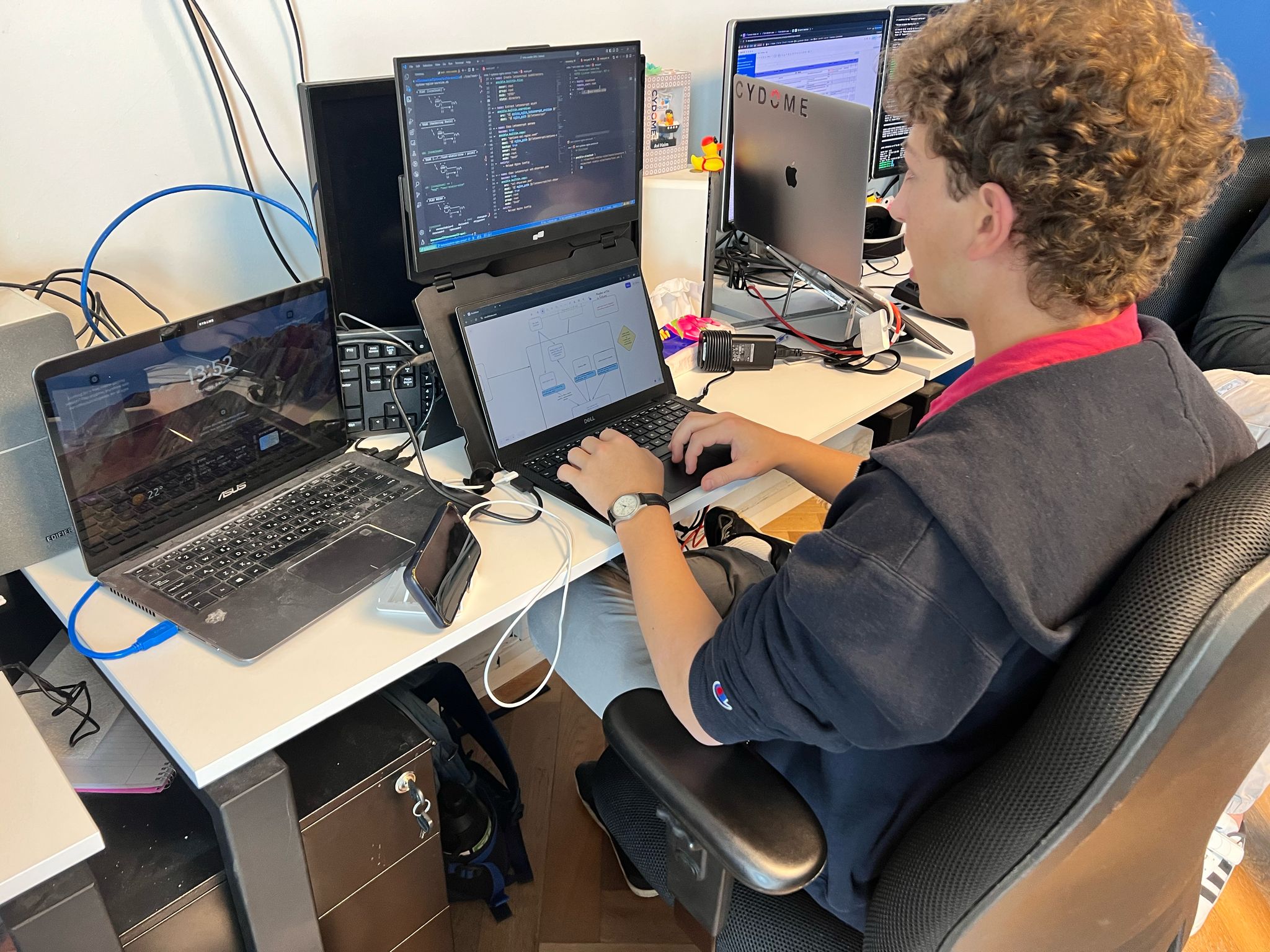 Working at desk