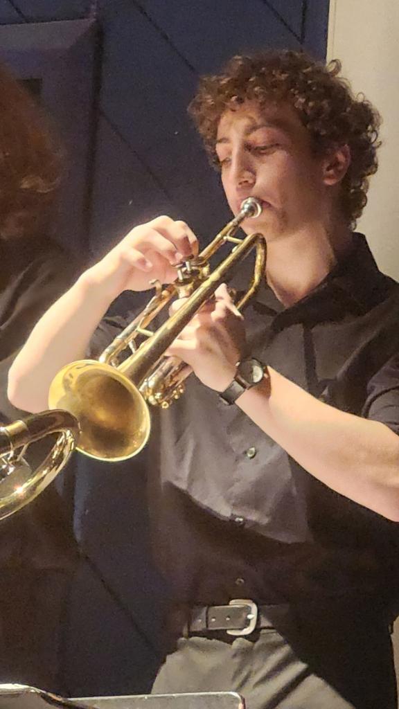 Playing trumpet in jazz band