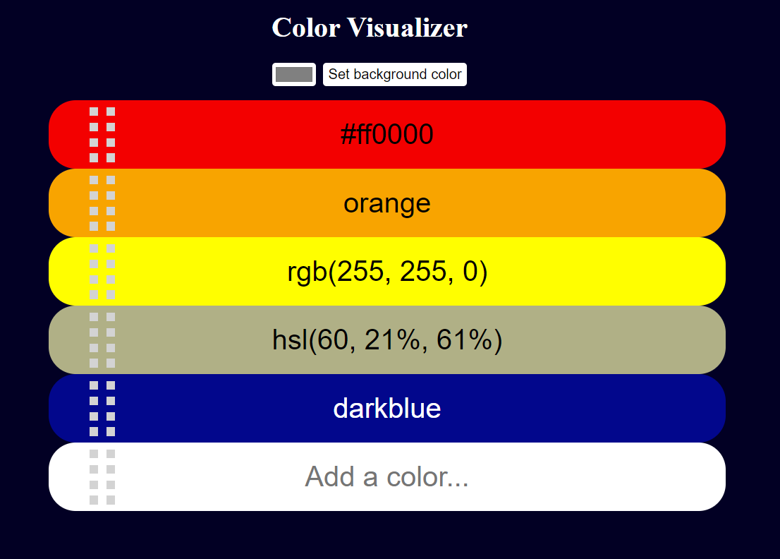 Screenshot of color visualizer