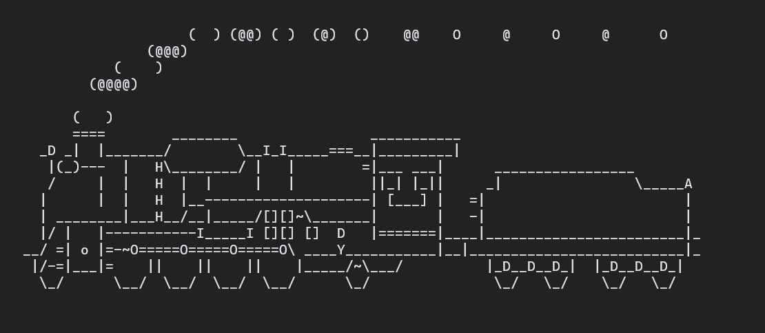 Screenshot of ascii steam locomotive