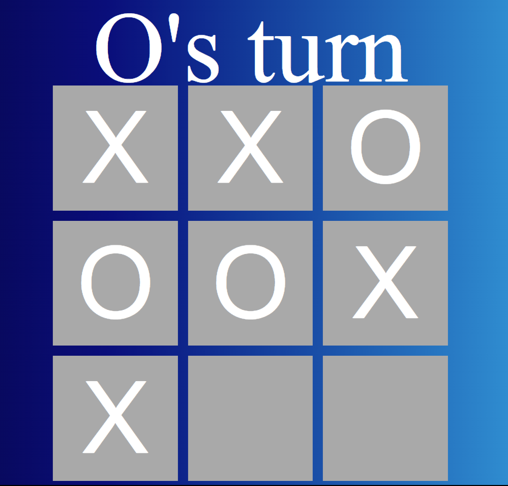 Screenshot of tic tac toe game
