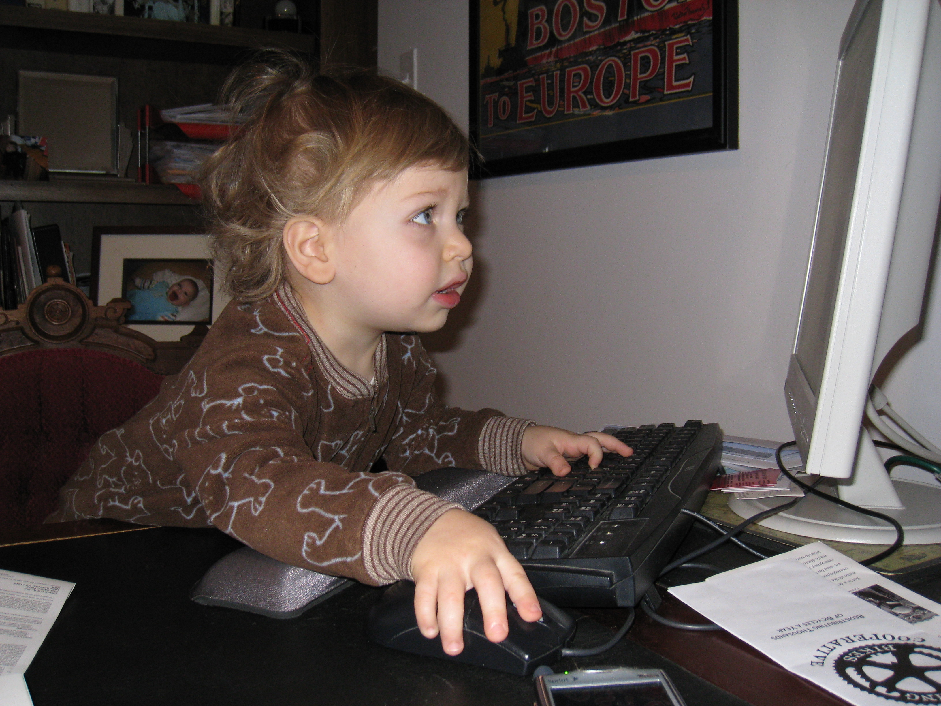 Toddler using a computer